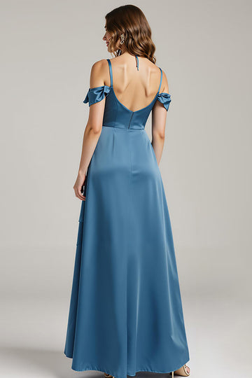 Twilight Cold Shoulder A Line Ruffled High-Low Evening Dress